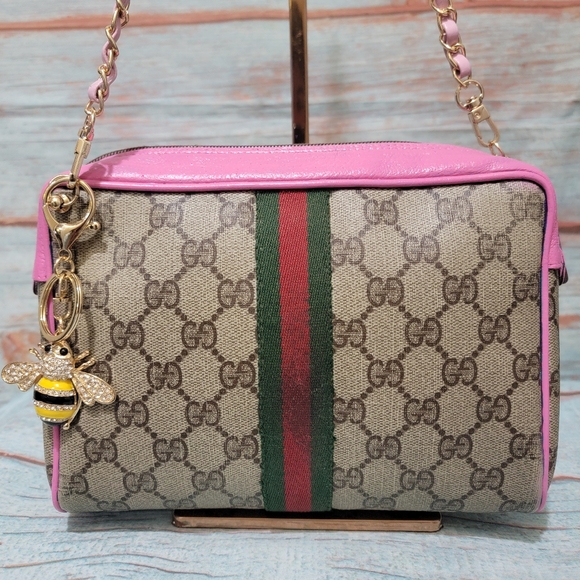 #WC134 AUTHENTIC Gucci Web Sherry Line Leather clutch bag - Picture 2 of 12